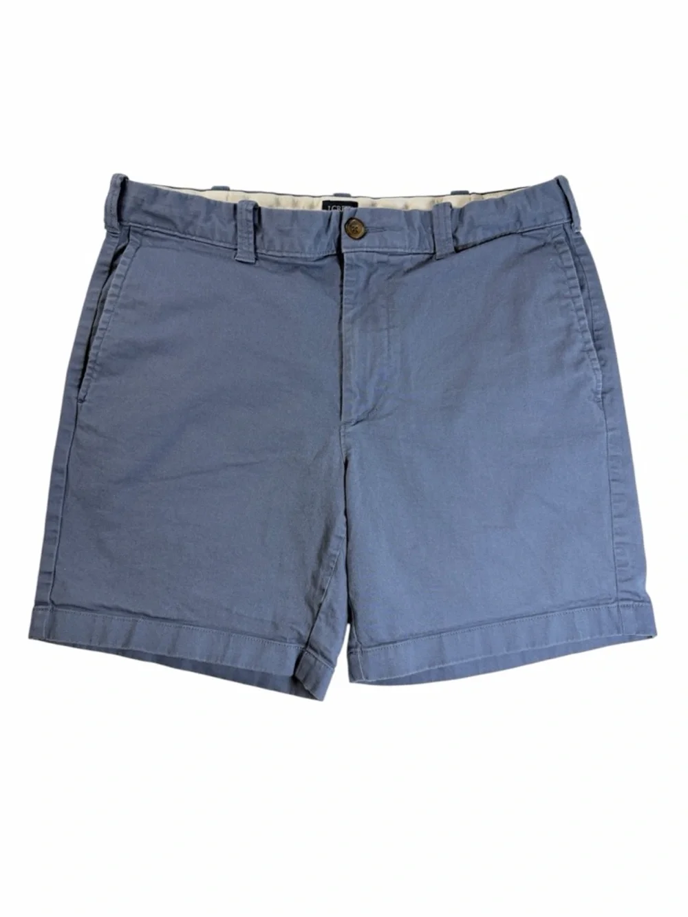 J. Crew Slate Blue Flat Front Chino‎ Cotton Shorts Mens Size 33